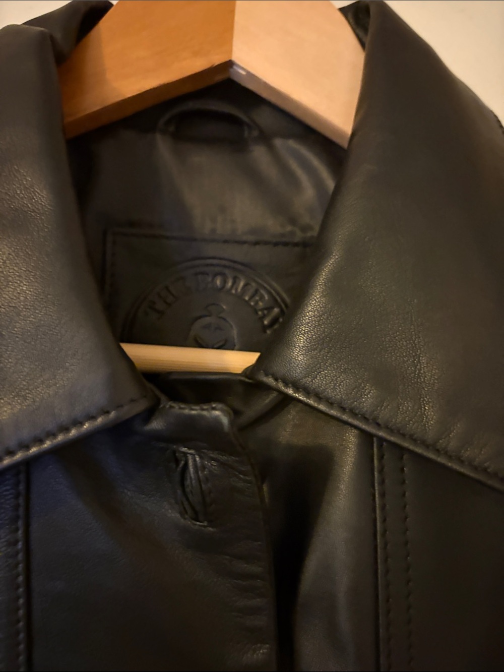 Classic Black Leather Button-Front Jacket - Picture 6 of 9